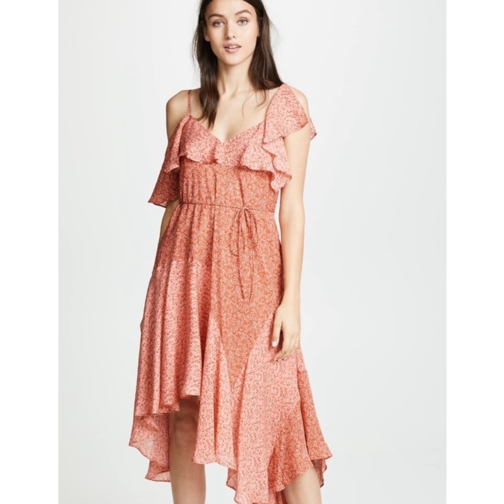Pink Floral & Flowy Joie Hacintha Pink/Coral Dress (Midi) size S.
